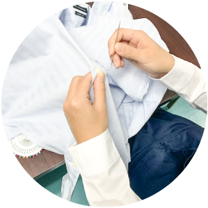 ワイシャツボタン付け